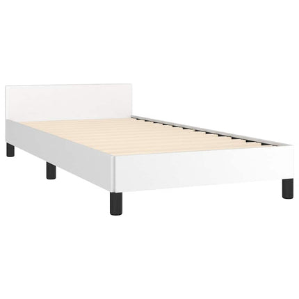 Bed Frame without Mattress White Twin Faux Leather