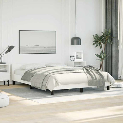 Bed Frame without Mattress White Full Faux Leather