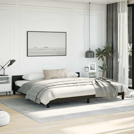 Bed Frame without Mattress Black King Faux Leather
