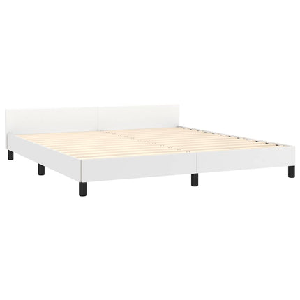 Bed Frame without Mattress White King Faux Leather