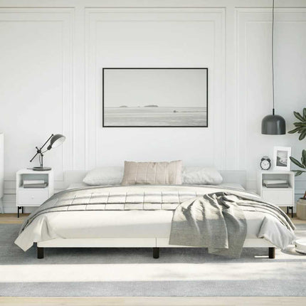 Bed Frame without Mattress White King Faux Leather