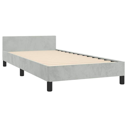 Bed Frame without Mattress Light Gray Twin Velvet