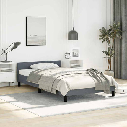 Bed Frame without Mattress Dark Gray Twin Velvet