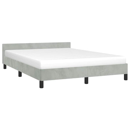 Bed Frame without Mattress Light Gray Full Velvet