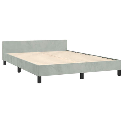 Bed Frame without Mattress Light Gray Full Velvet