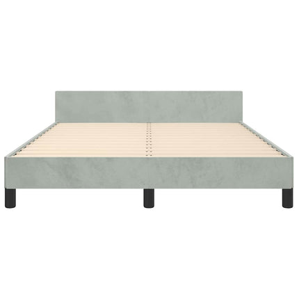 Bed Frame without Mattress Light Gray Full Velvet
