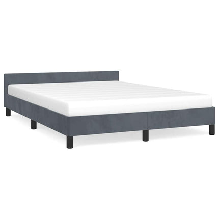 Bed Frame without Mattress Dark Gray Full Velvet