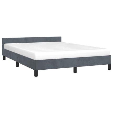 Bed Frame without Mattress Dark Gray Full Velvet