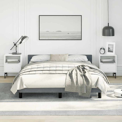 Bed Frame without Mattress Dark Gray Full Velvet