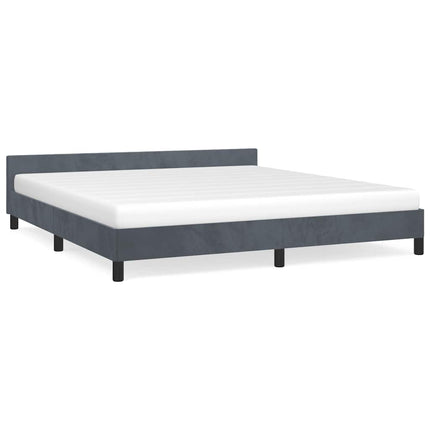 Bed Frame without Mattress Dark Gray King Velvet