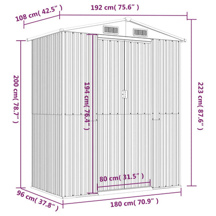 Garden Shed Anthracite 75.6"x42.5"x87.8" Galvanized Steel