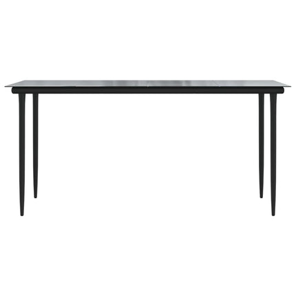 Patio Dining Table Black 63"x31.5"x29.1" Steel and Tempered Glass