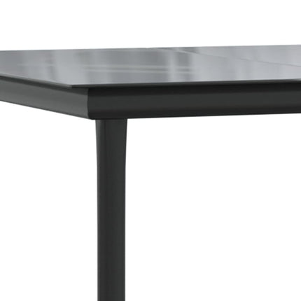 Patio Dining Table Black 78.7"x39.4"x29.1" Steel and Tempered Glass