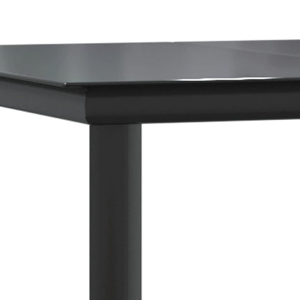 Patio Dining Table Black 78.7"x39.4"x29.1" Steel and Tempered Glass