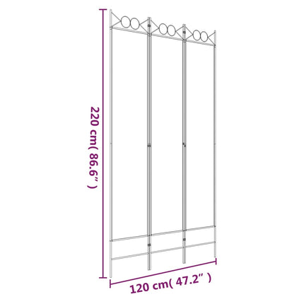 3-Panel Room Divider White 47.2"x86.6" Fabric