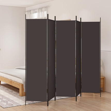 5-Panel Room Divider Brown 98.4"x78.7" Fabric