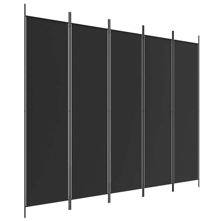 5-Panel Room Divider Black 98.4"x78.7" Fabric
