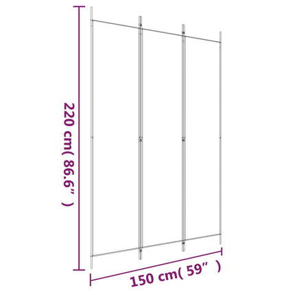3-Panel Room Divider Brown 59.1"x86.6" Fabric