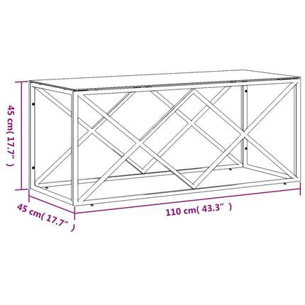 Coffee Table 43.3"x17.7"x17.7" Stainless Steel and Glass