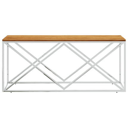 Coffee Table Stainless Steel and Solid Wood Acacia