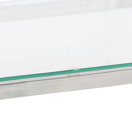 Console Table Silver Stainless Steel and Tempered Glass