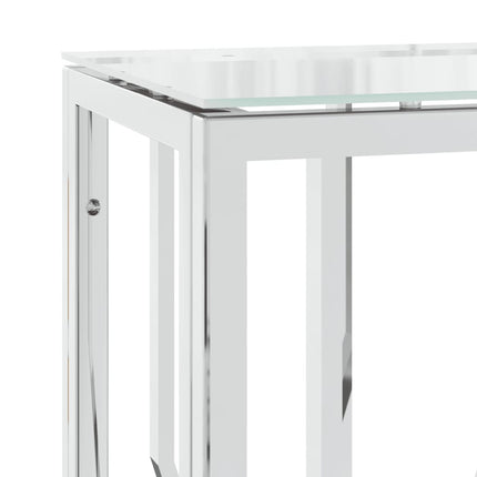 Console Table 27.6"x11.8"x27.6" Stainless Steel and Glass