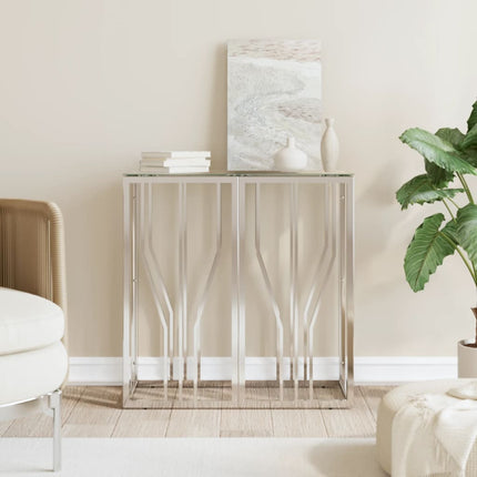 Console Table 27.6"x11.8"x27.6" Stainless Steel and Glass