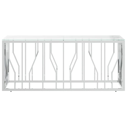 Coffee Table 43.3"x17.7"x17.7" Stainless Steel and Glass
