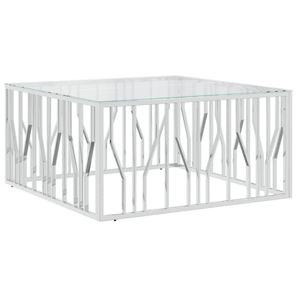 Coffee Table 39.4"x39.4"x19.7" Stainless Steel and Glass
