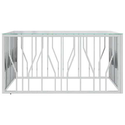 Coffee Table 39.4"x39.4"x19.7" Stainless Steel and Glass