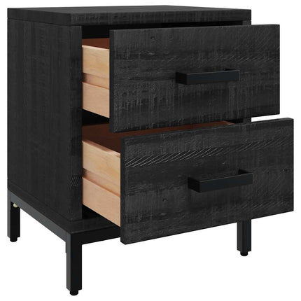 Bedside Cabinet Black 14.2"x11.8"x17.7" Solid Wood Pine
