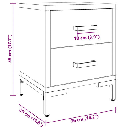 Bedside Cabinet Black 14.2"x11.8"x17.7" Solid Wood Pine