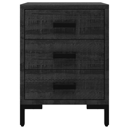 Bedside Cabinet Black 15.7"x11.8"x21.7" Solid Wood Pine