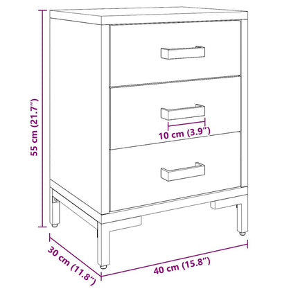 Bedside Cabinet Black 15.7"x11.8"x21.7" Solid Wood Pine
