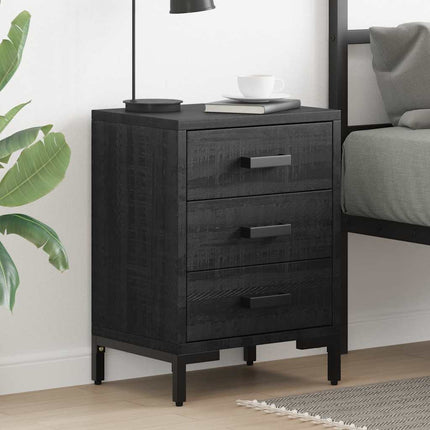 Bedside Cabinet Black 15.7"x11.8"x21.7" Solid Wood Pine
