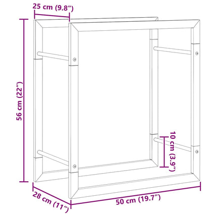 Firewood Rack Matt Black 19.7"x11"x22" Steel