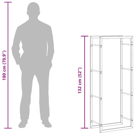 Firewood Rack Matt Black 19.7"x11"x52" Steel