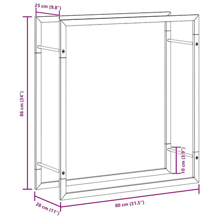 Firewood Rack Matt Black 31.5"x11"x33.9" Steel