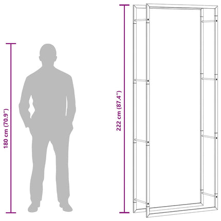 Firewood Rack Matt Black 31.5x11.0x87.4" Steel