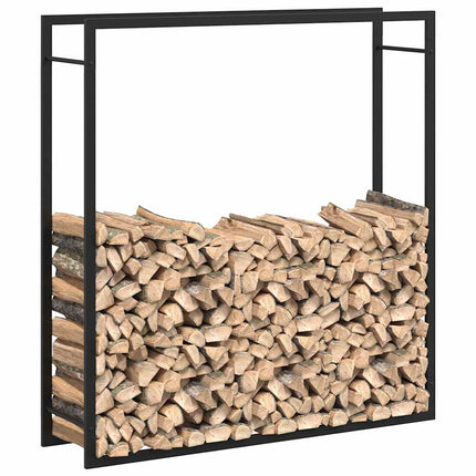 Firewood Rack Matt Black 43.3"x11"x45.7" Steel