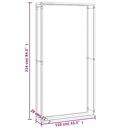 Firewood Rack Matt Black 43.3"x11"x84.3" Steel