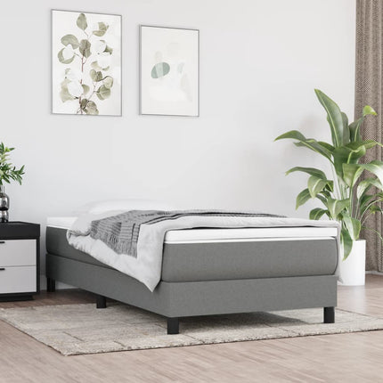 Box Spring Bed Frame Dark Gray Twin XL Fabric (US Only)