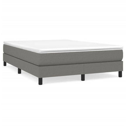Box Spring Bed Frame Dark Gray Queen Fabric (US Only)