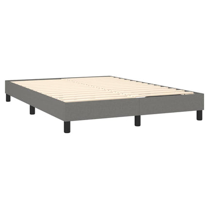 Box Spring Bed Frame Dark Gray Queen Fabric (US Only)