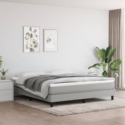 Box Spring Bed Frame Light Gray King Fabric (US Only)