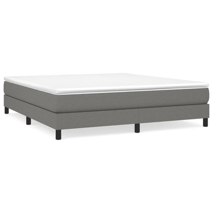 Box Spring Bed Frame Dark Gray King Fabric (US Only)