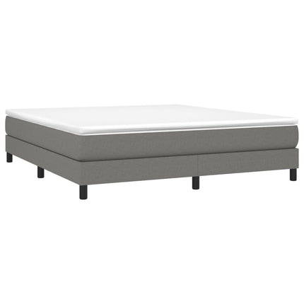 Box Spring Bed Frame Dark Gray King Fabric (US Only)