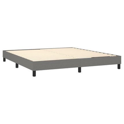 Box Spring Bed Frame Dark Gray King Fabric (US Only)