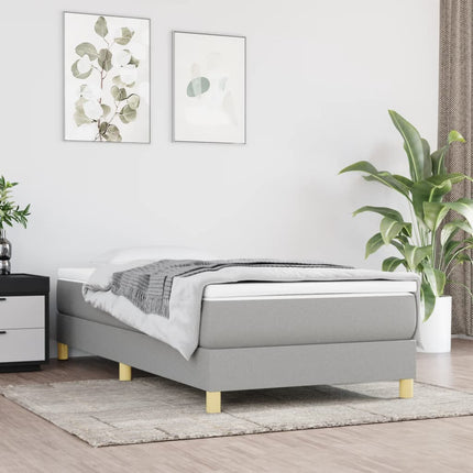 Box Spring Bed Frame Light Gray Twin Fabric (US Only)
