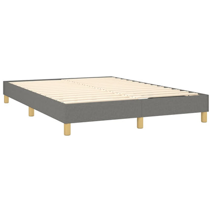 Box Spring Bed Frame Dark Gray Queen Fabric (US Only)